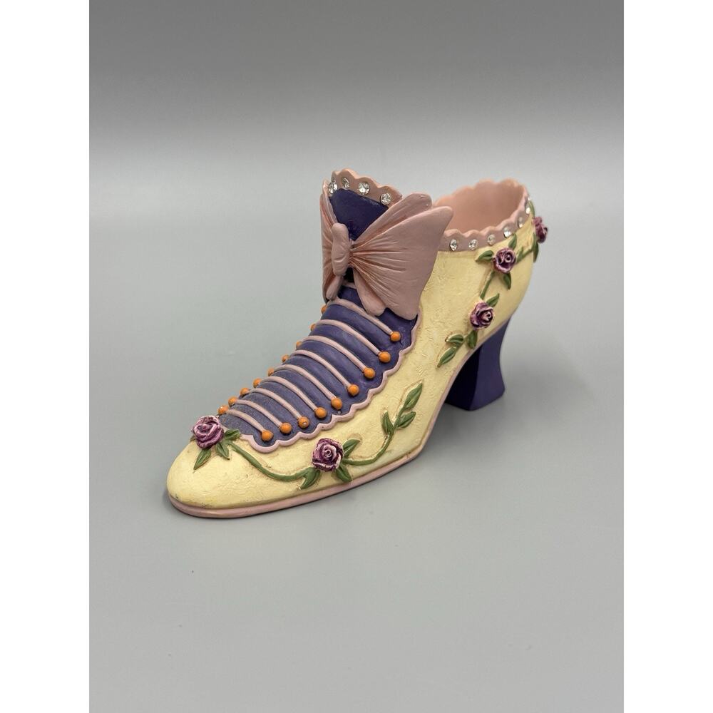 Vyg Victorian Yellow & Purple Shoe Home Decor Trinket Holder For‎ Jewelry